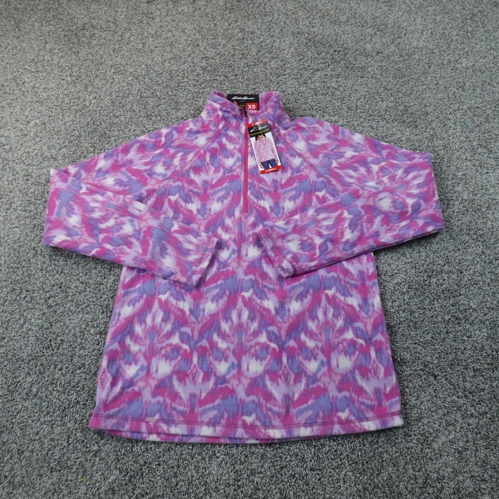 NEW Eddie Bauer Sweatshirt Womens XS Pink Purple Fleece 1/4 Zip Sweater Outdoor